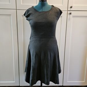 Dark Gray Knit Cap Sleeve Midi Dress By Mossino